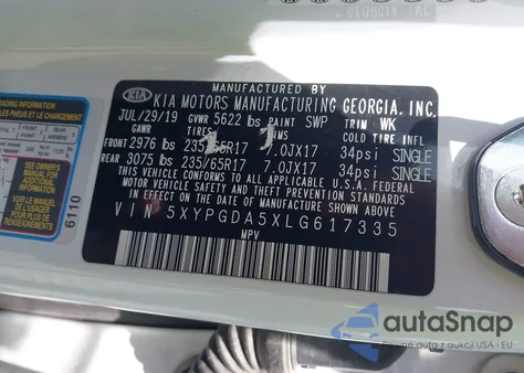 2020 Kia Sorento S from USA, damaged, VIN 5XYPGDA5XLG617335